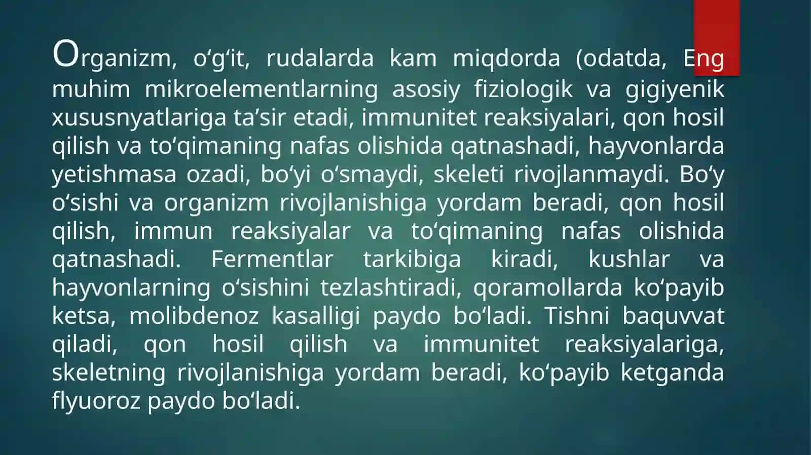 Mikroelementlar ftor va kalsiyning ortib borishi 3