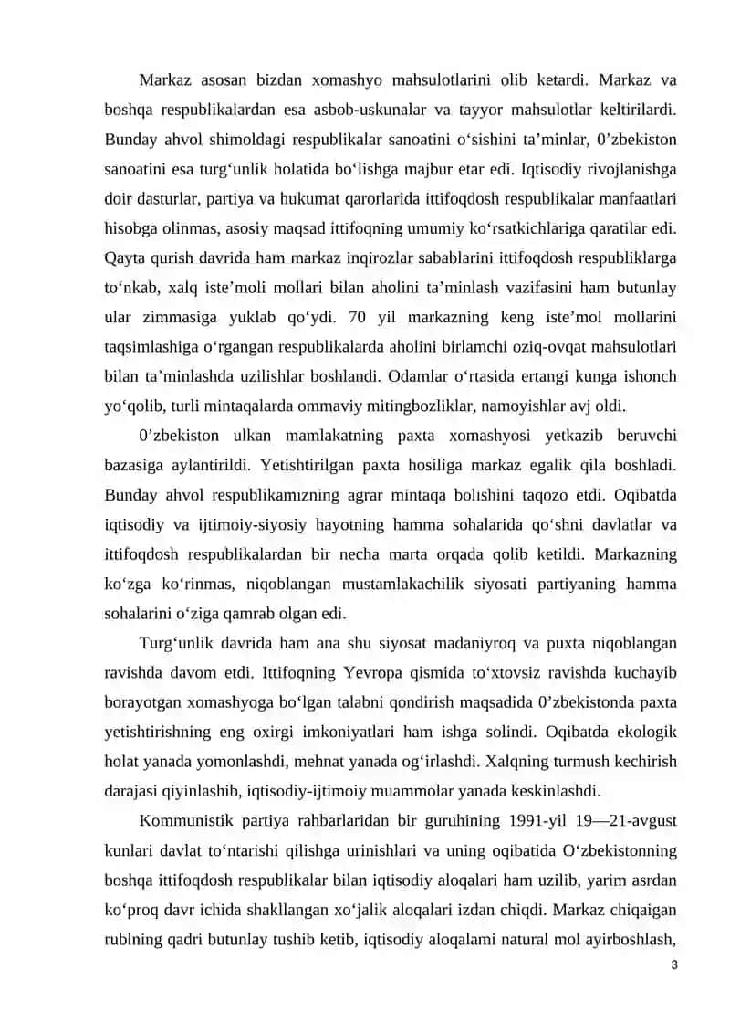 O’zbekiston mustaqilligining dastlabki yillarida iqtisodiy islohotlar strategiyasi (1991-2000 йиллар) 3