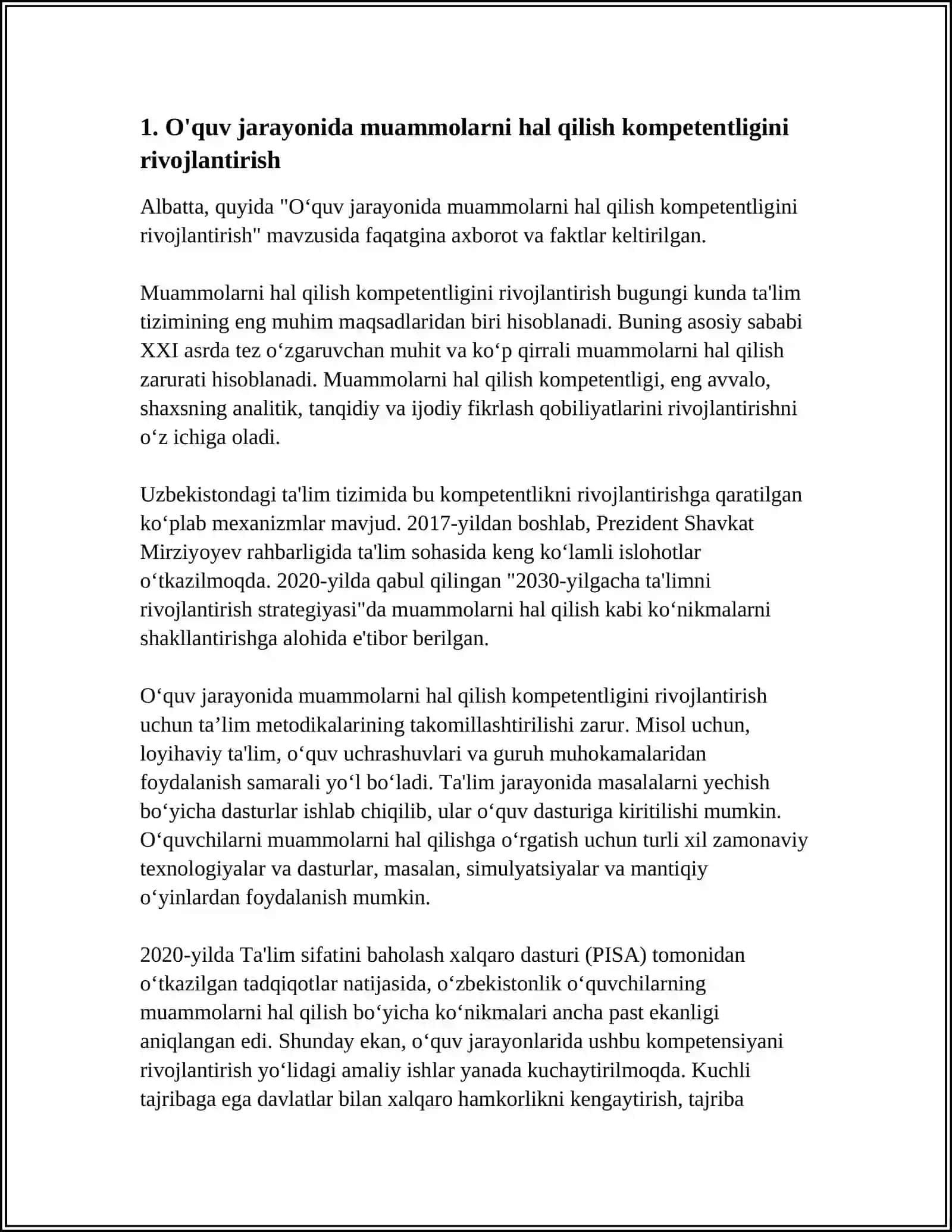 TALIM JARAYONIDA TALABALAR O'QUV-BILISH KOMPETENTLIGINI RIVOJLANTIRISH 3