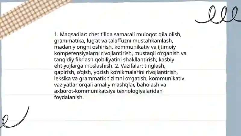 Chet tillarini o'qitish mazmuni 3