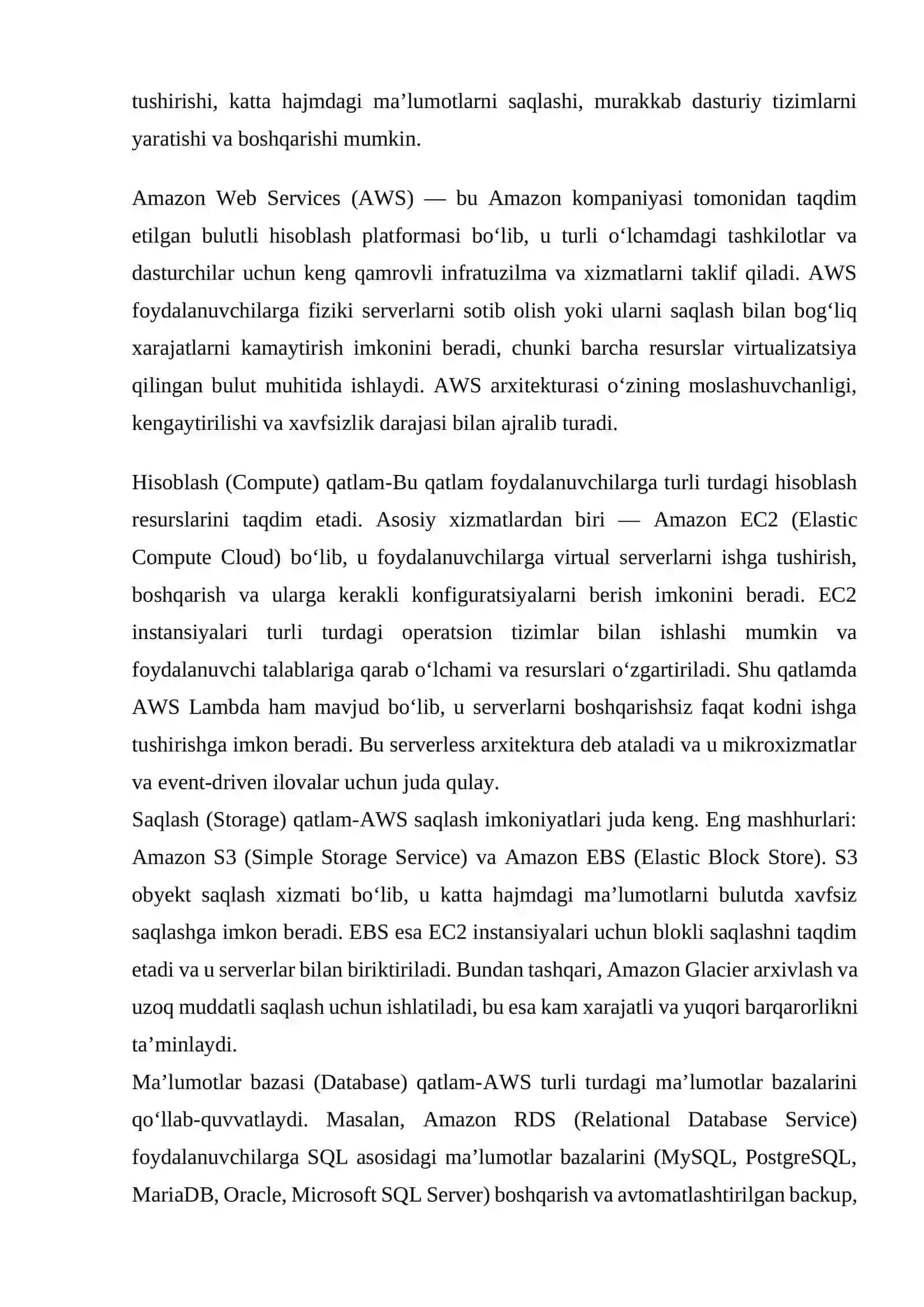 Bulutli texnologiyalar va taqsimlangan tizimlar 3