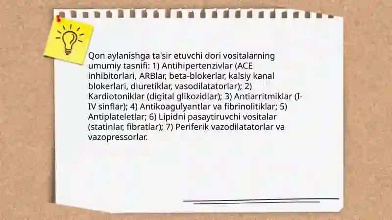Qon aylanishga ta'sir etuvchi dori vositalar haqida tushuncha 3