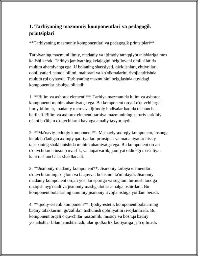 Tarbiyaning mazmuniy komponentlari va pedagogik printsiplari 3