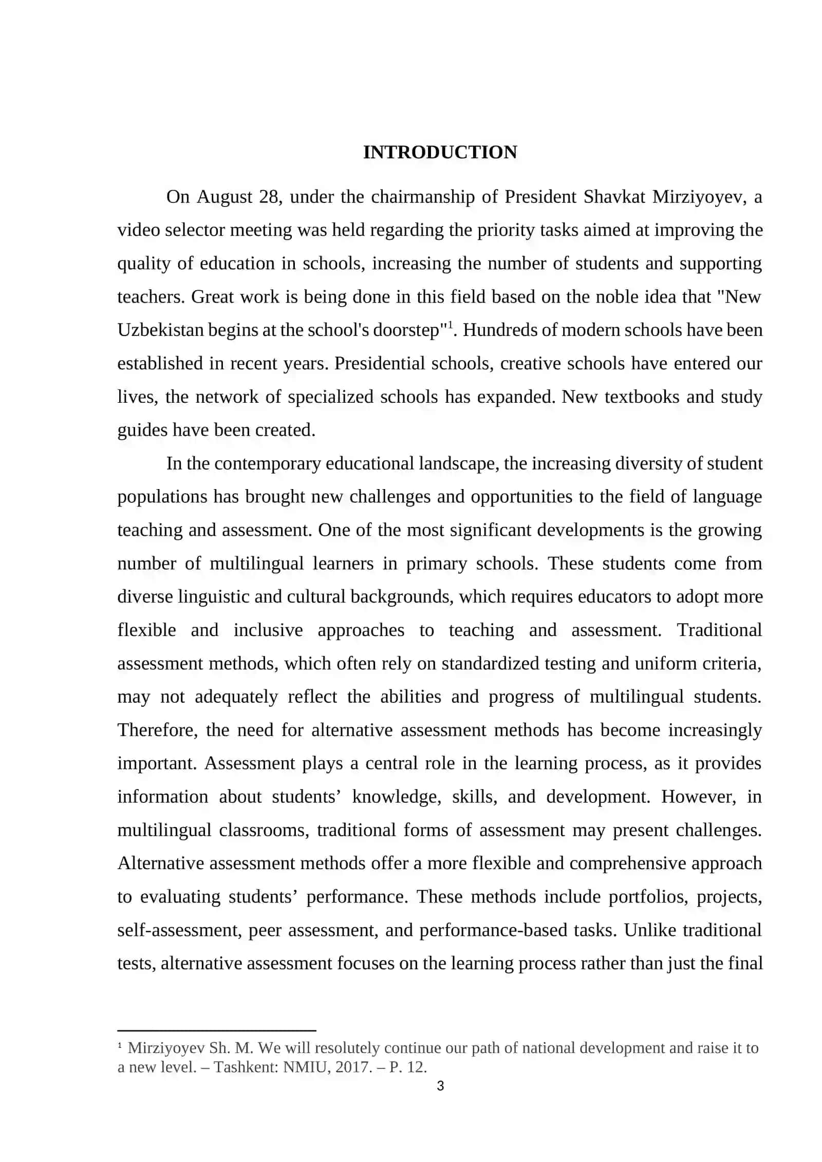 ALTERNATIVE ASSESSMENT METHODS FOR MULTILINGUAL STUDENTS 3