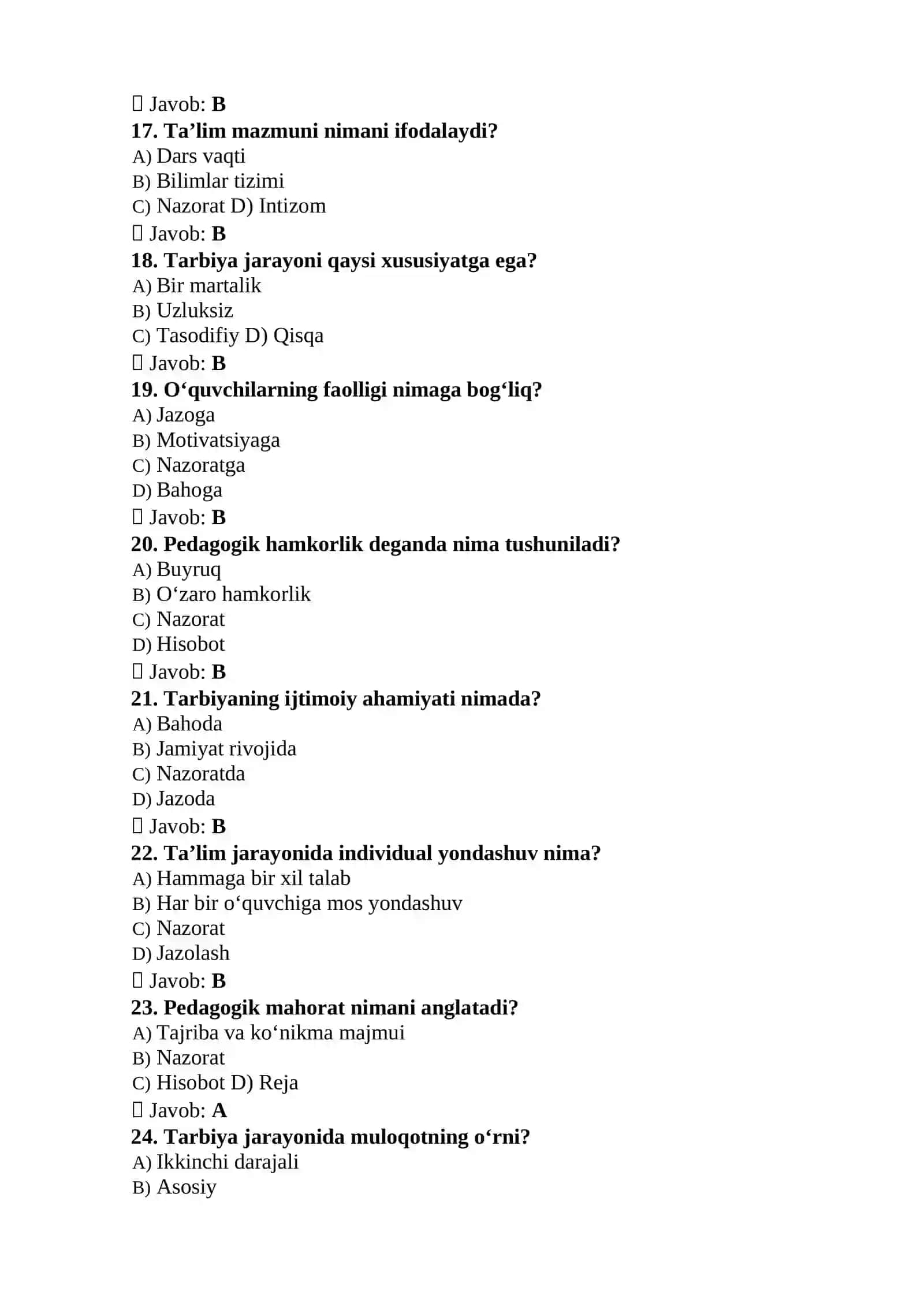 Maktab maslahatchisi lavozimi uchun 300 test 3