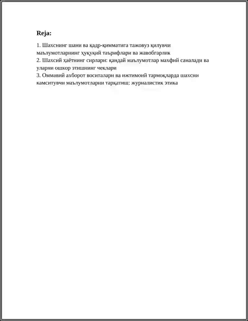 Шахснинг шани ва қадр-қимматини камситувчи 3