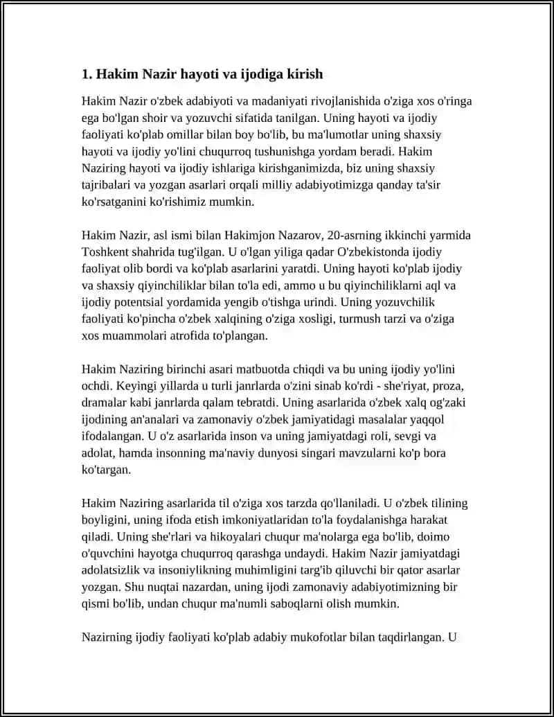 HAKIM NAZIR HAYOTI VA IJODIGA REFERAT 3