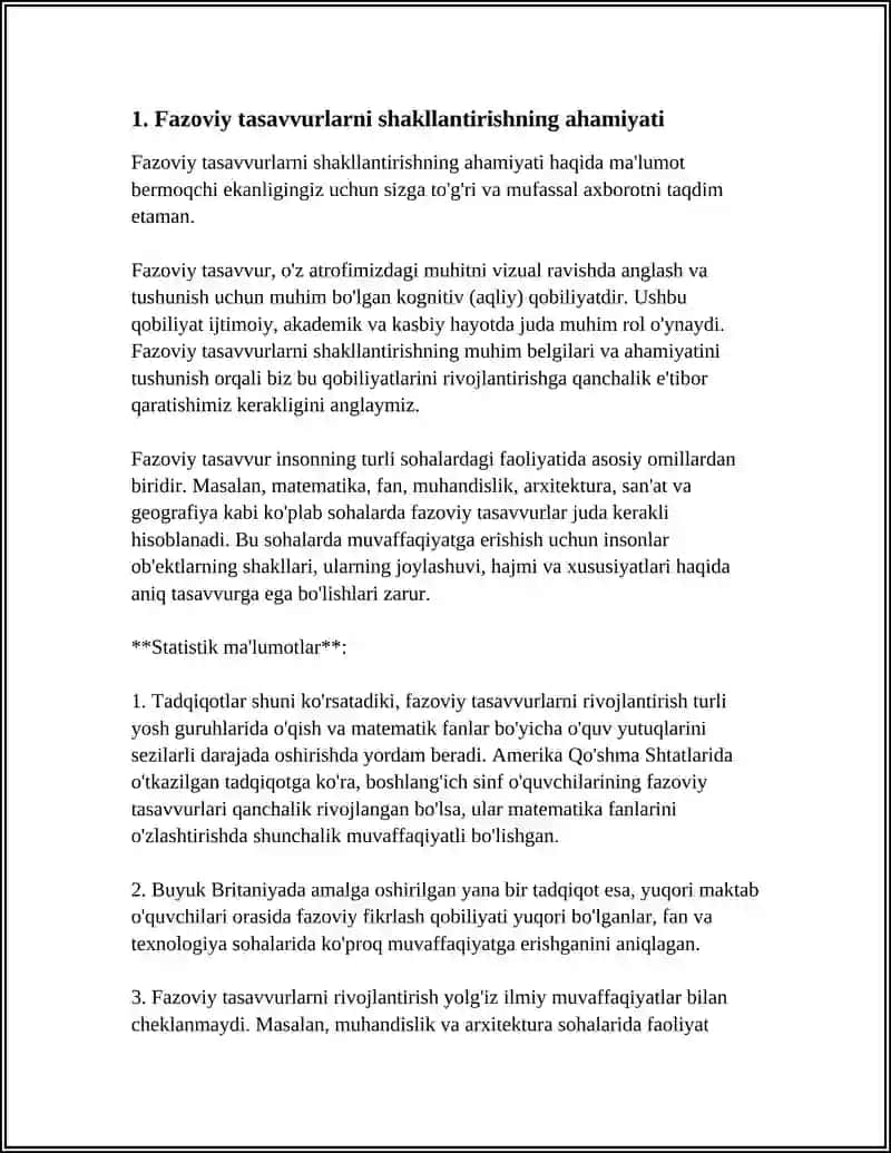 MUSTAQIL ISH Mavzu: MAKTABGACHA TA'LIM TASHKILOTIDA O'RTA GURUHDA YOSHDAGI BOLALARDA FAZOVIY TASAVVURLARNI SHAKLLANTIRISH 3