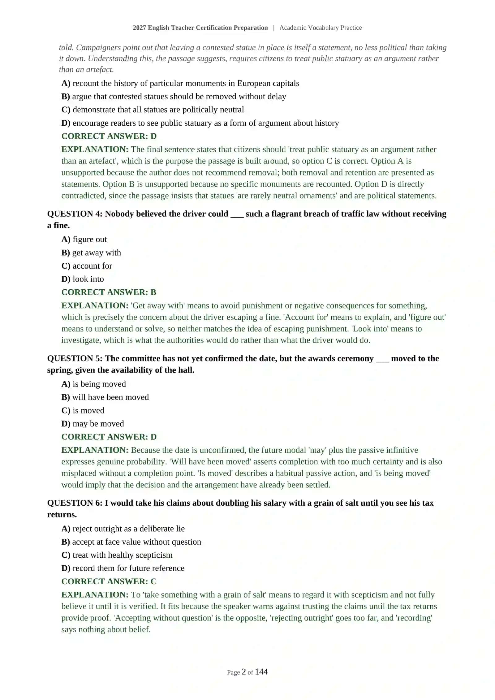 English Teacher Certification Preparation | Academic Vocabulary Practice 3