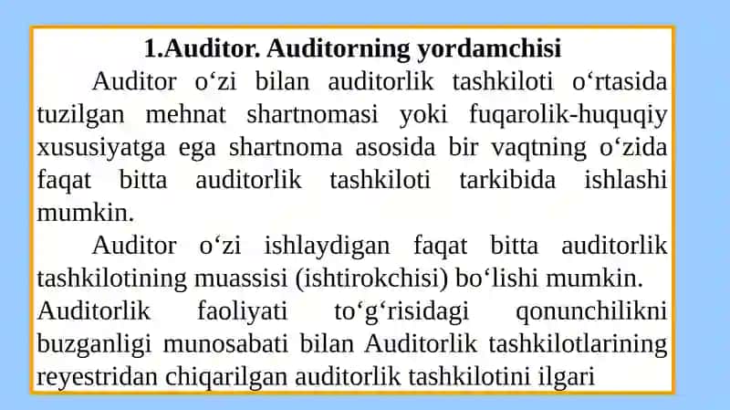 Auditorvauningyordamchisi, auditorning malakasertifikati 3