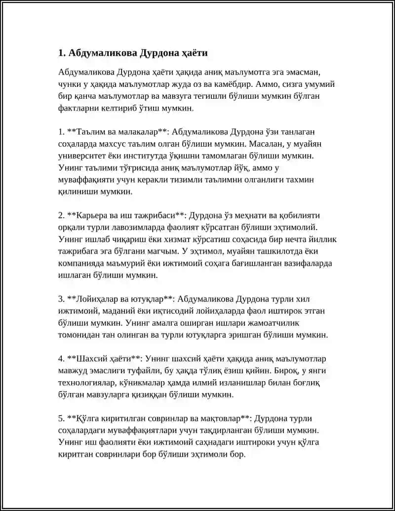 ABDUMALIKOVA DURDONA 3