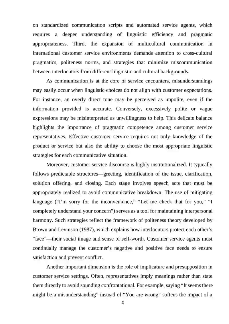 A Pragmatic Analysis of the Language Used in “Customer Service” Scenarios 3