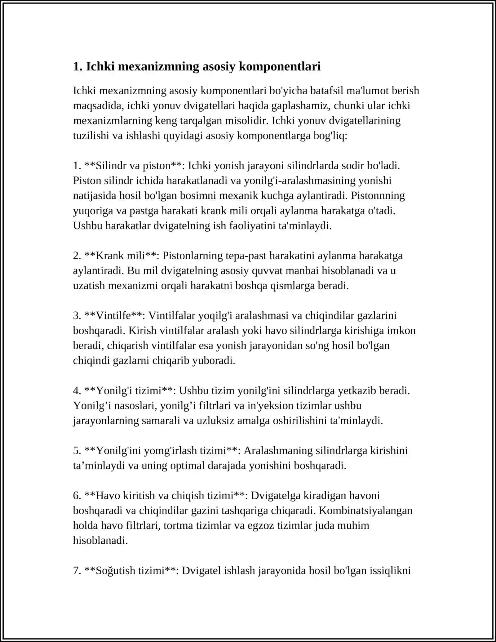 Ichki Mexanizmning Divigitili va Tuzilmalari 3
