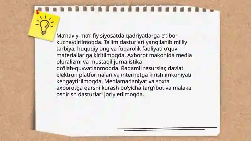 Yangi O‘zbekistonda amalga oshirilayotgan ma’naviy o‘zgarishlar 3