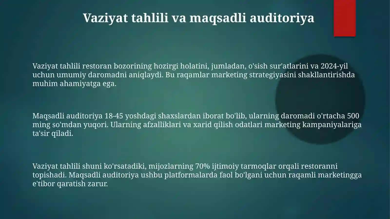 Restaran Biznesi Rivojlanishining Marketing Rejasi 3