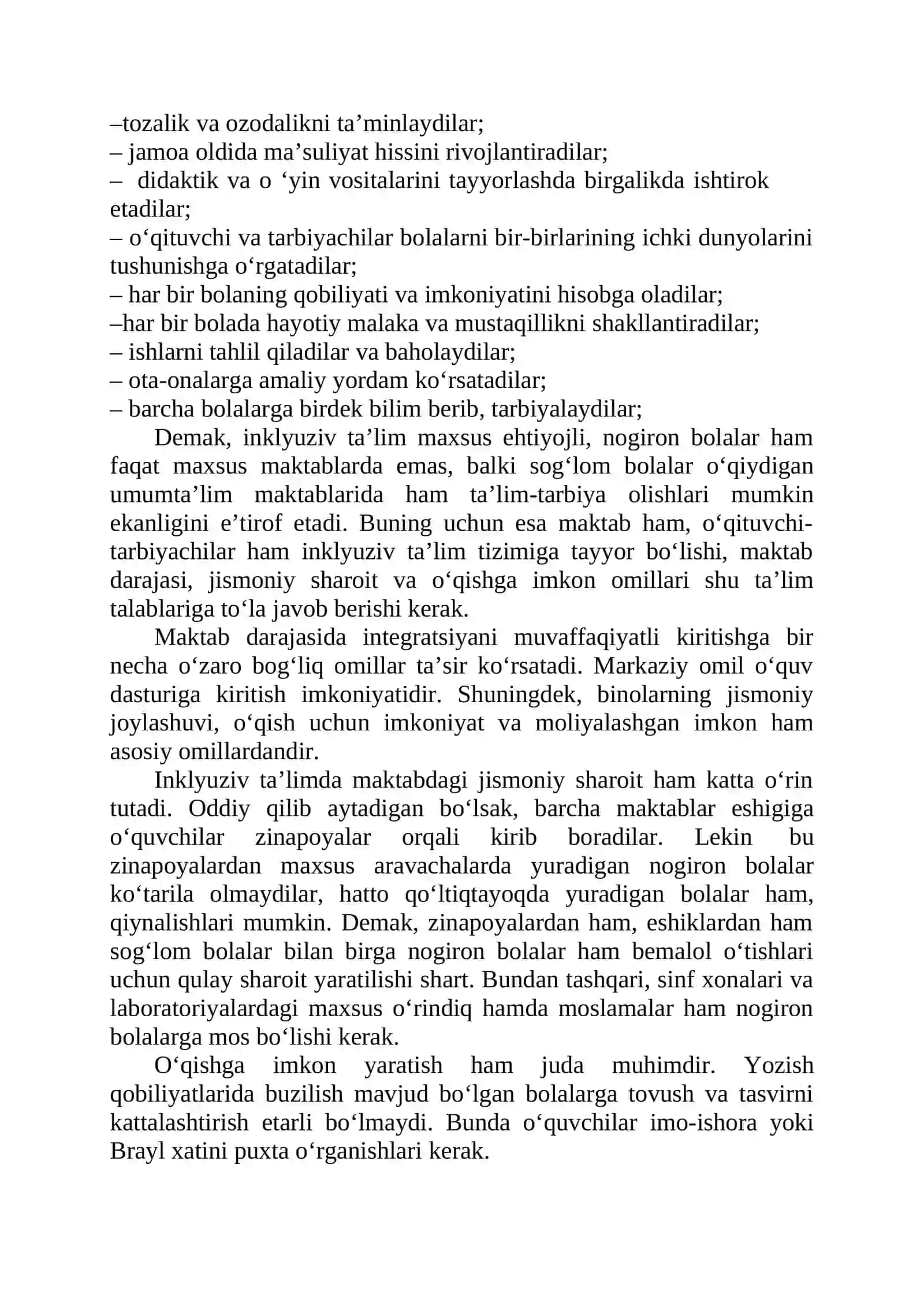 XIX) O‘ZBEKISTONDA INKLYUZIV TA’LIMGA MUHTOJ BO‘LGAN BOLALAR BILAN ISHLASH 3