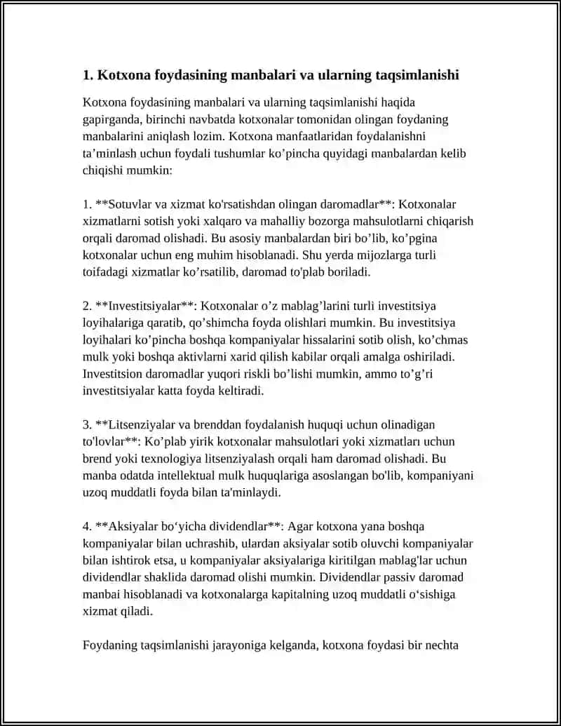KOTXONA FOYDASINING TAQSIMLANISHI VA ISHLATILISHI 3