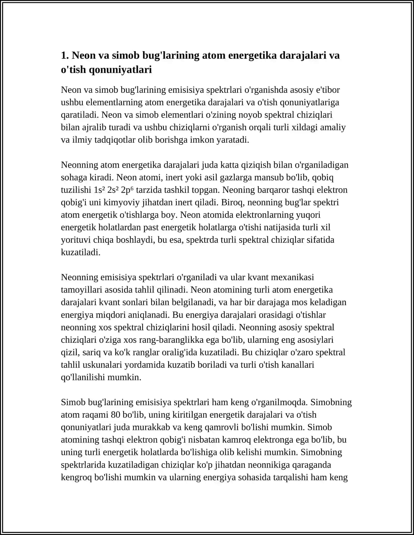NEON VA SIMOB BUG'LARINING EMISSIYA SPEKTRLARINI O'RGANISH 3
