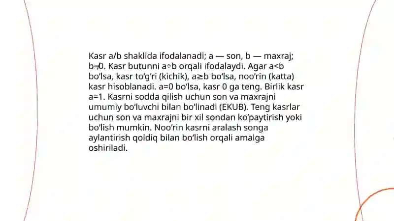 Ulush tushunchasi va kasrlarning tuzilishi 3