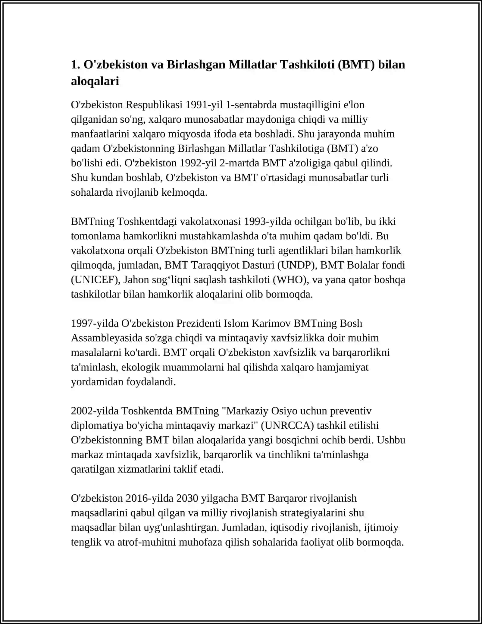 O‘ZBEKISTONNING HALQARI TASHKILOTLAR BILAN ALOQALARI 3
