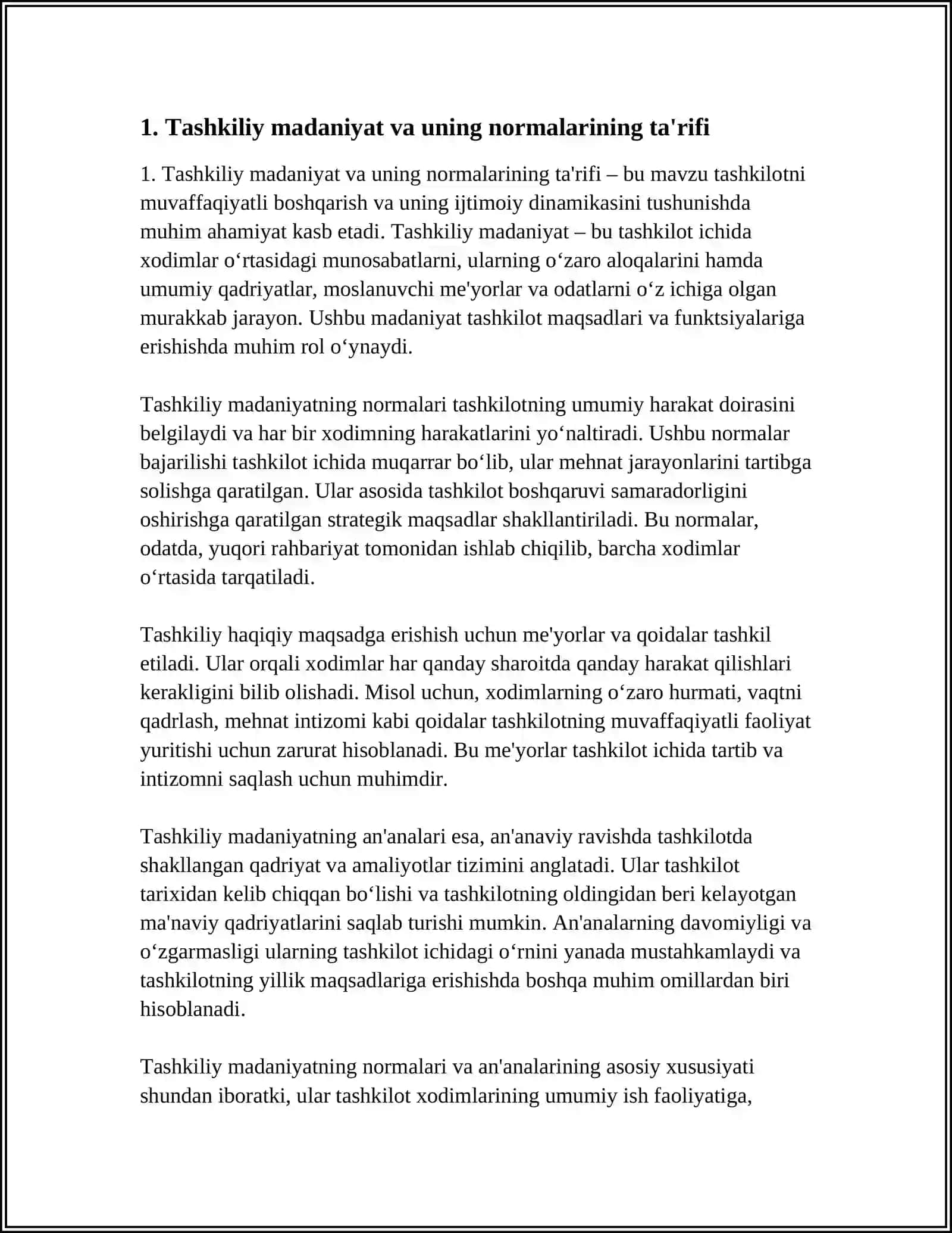TASHKILIY MADANIYATNI BELGILAYDIGAN NORMALAR, QOIDALAR VA AN'ANALAR 3