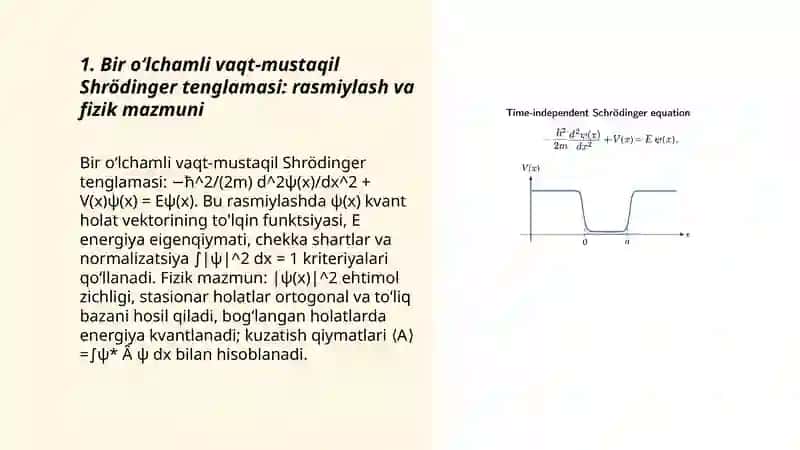 Bir oʻlchamli fazoda shrodinger tenglamasini yechish va potensial oʻra masalasi 3