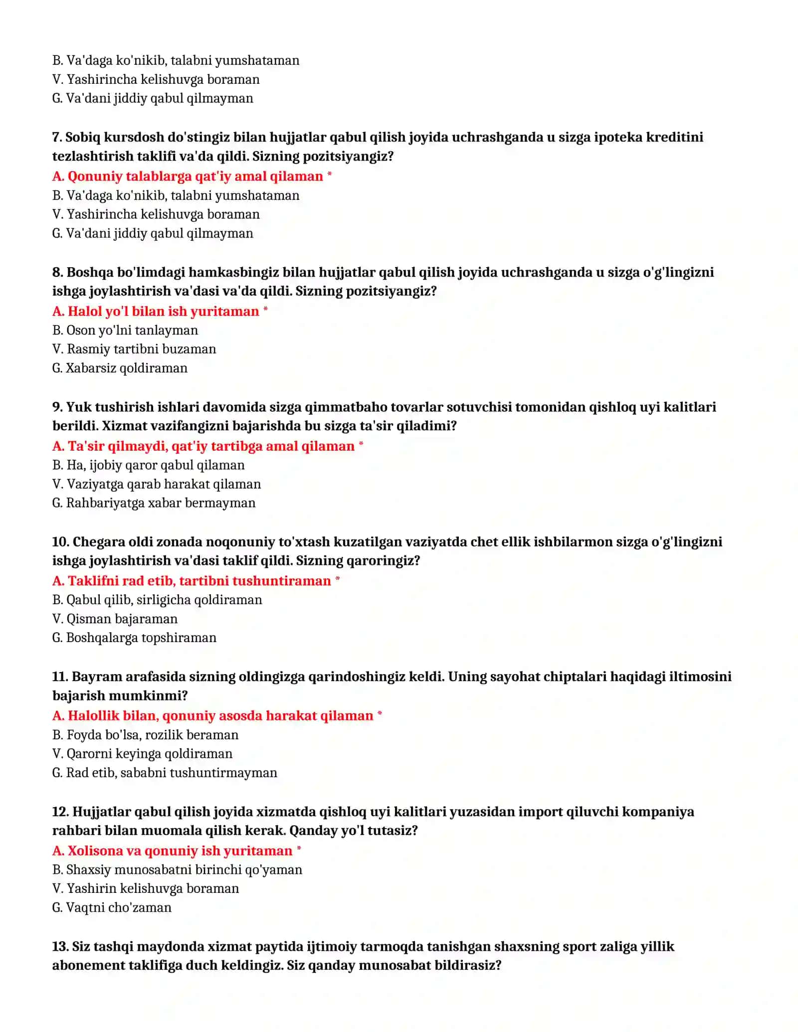 BOJXONA AKADEMIYASI - TO'LIQ TEST TO'PLAMI (№25) 3