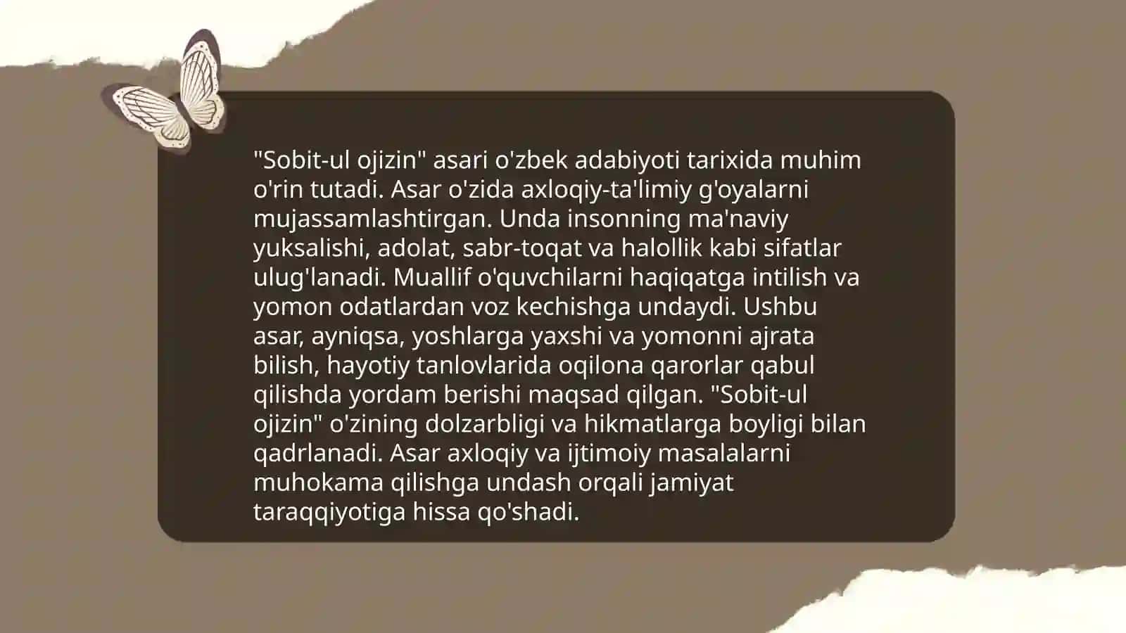 Sobit-ul ojizin asarida e'tiqod masalalari 3
