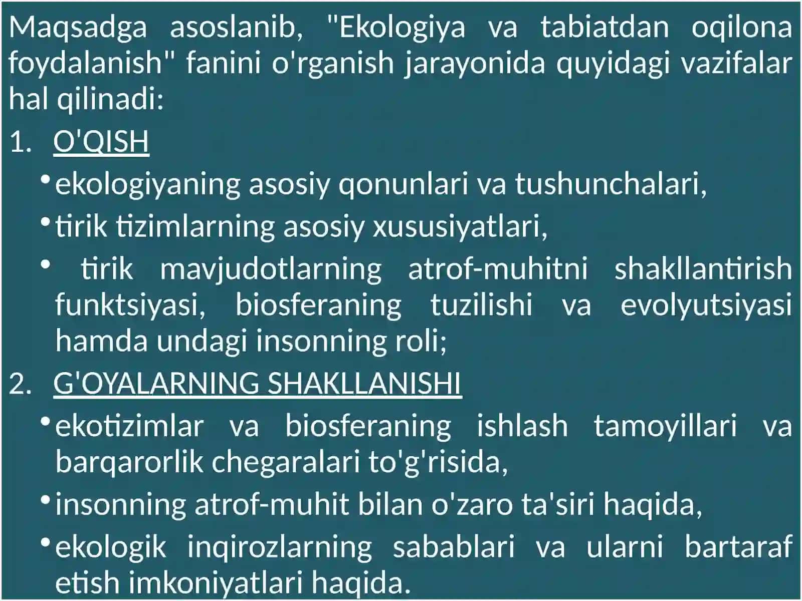 Ekologiya va tabiiy resurslardan oqilona foydalanish 3