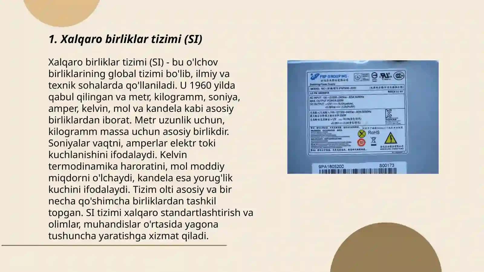 Xalqaro birliklar tizimi (SI) 3
