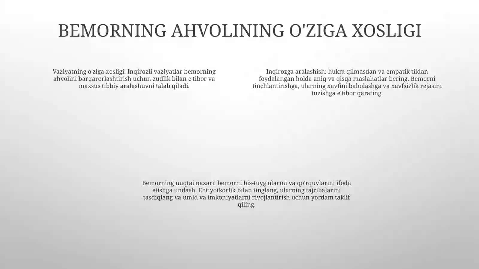 Bemorlikda Yo'qotish va Inqiroz 3