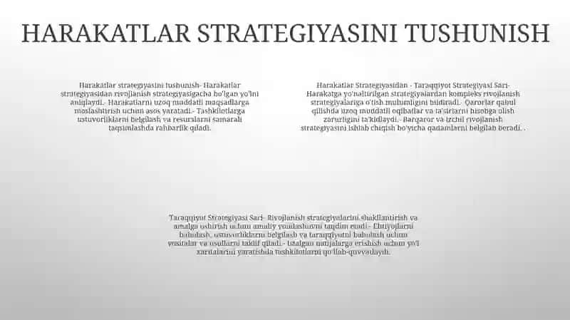 Harakatlar Strategiyasidan - Taraqqiyot Strategiyasi Sari 3