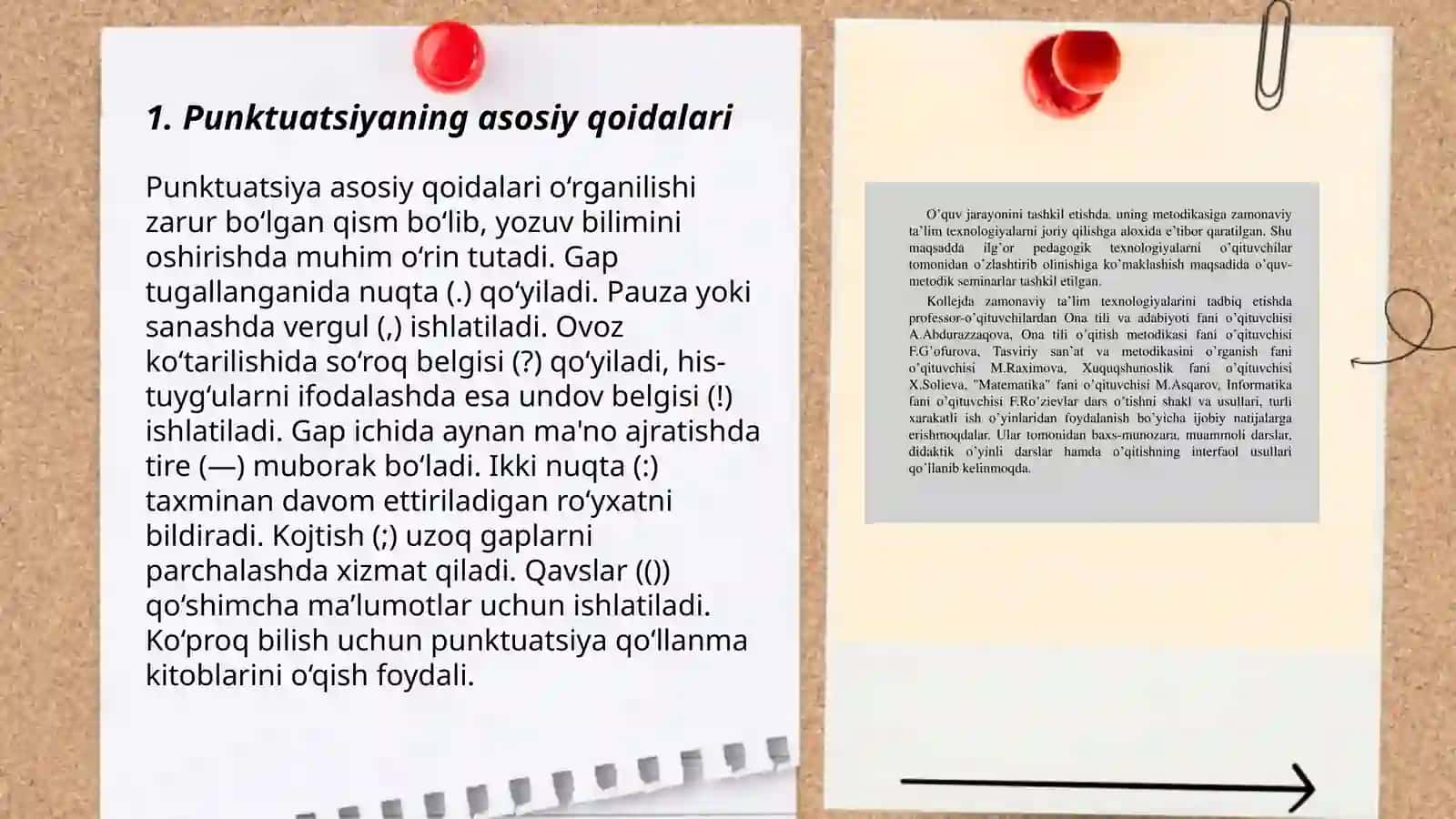 Punktuatsiya bo'limini o'qitish metodikasi 3