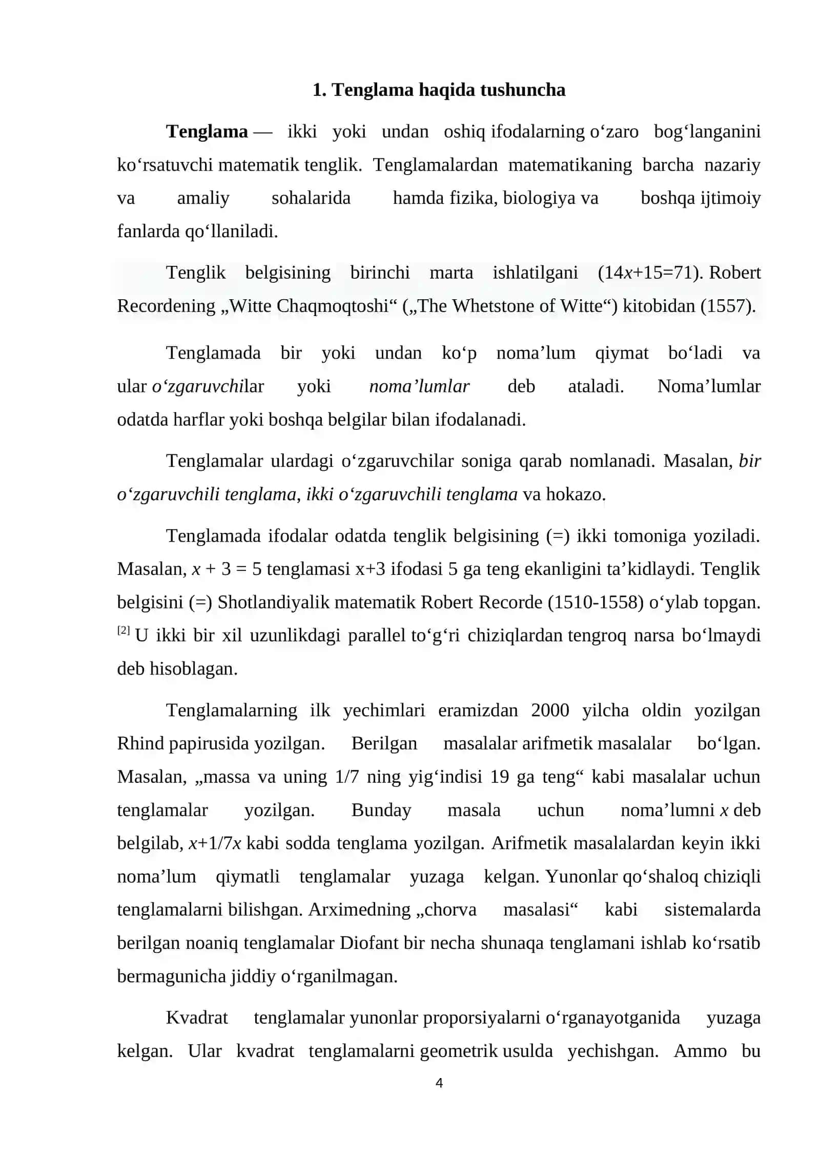 Maktab matematika kursida tenglamalar haqida ma’lumot 3