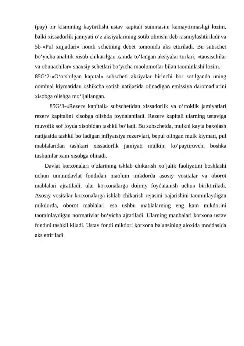 Jamoa mulkchiligi sifatida ustav fondini tashkil kilish xususiyatlari va uni xisobga olish 3