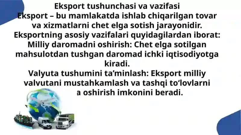 Eksport jarayonining iqtisodiy holati 3