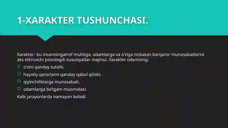 XARAKTER VA UNING XUSUSIYATLARI 3