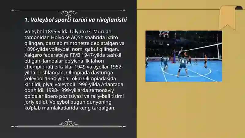 Voleybol sport turi bo'yicha prezentatsiya 3