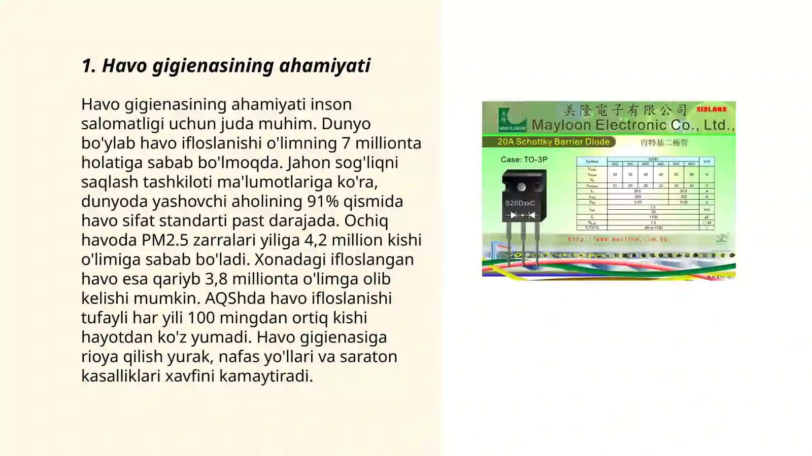 Havo gigienasi, havoning tarkibi, fizik va kimyoviy hususiyatlari 3