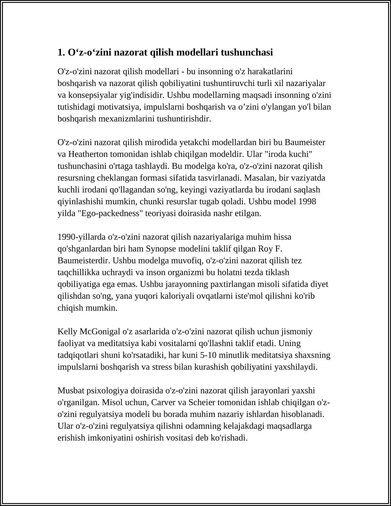 MASHINALI OʻRGANISHDA OʻZ OʻZINI NAZORAT QILISH MODELLARI: AFZALLIK VA KAMCHILIKLARI 3