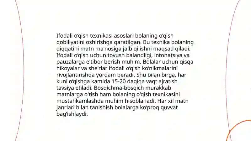 Bolalar adabiyoti namunalarini ifodali o‘qish texnikasi 3