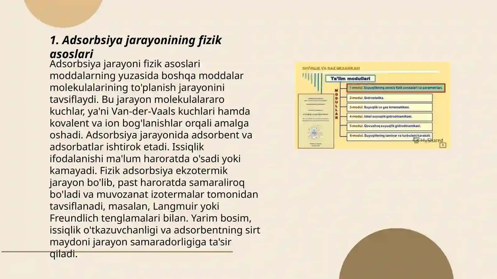Suyuqlik - suyuqlik va suyuqlik- gaz chegarsidagi adsorbsiya 3