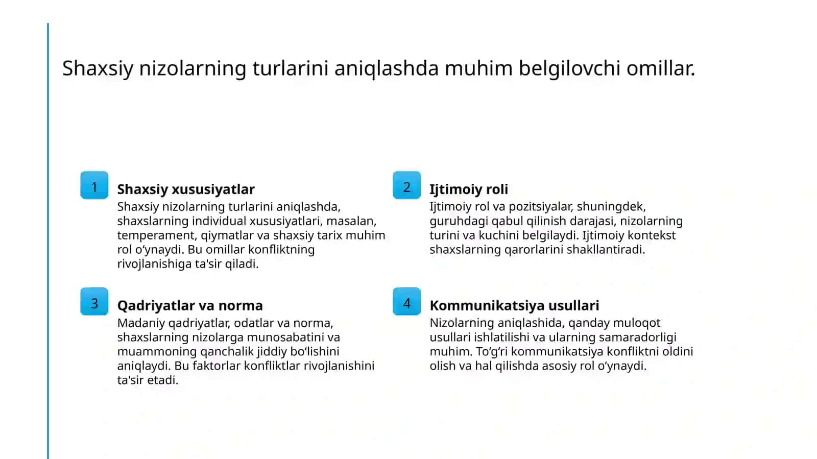 Shaxsislar rao konfeliklarni aniqlashning usullari va shartlari 3
