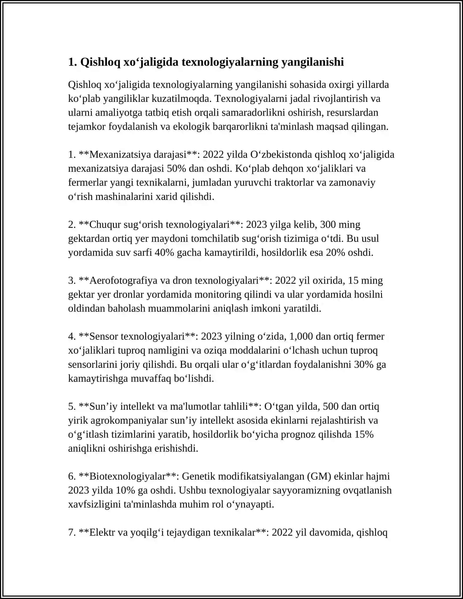 MUSTAQILLIK YILLARIDA QISHLOQ XO‘JALIGI VA SANOAT SOHASIDAGI O‘ZGARISHLAR 3