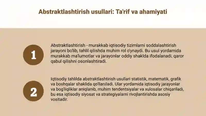 Abstraktlashtirish usullari va ularning iqtisodiy tahlildagi roli 3