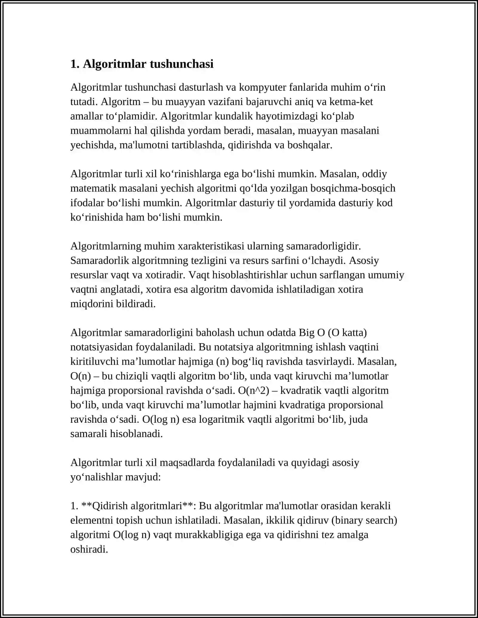 MUSTAQIL ISH Mavzu: ALGARITIM HAQIDA 3