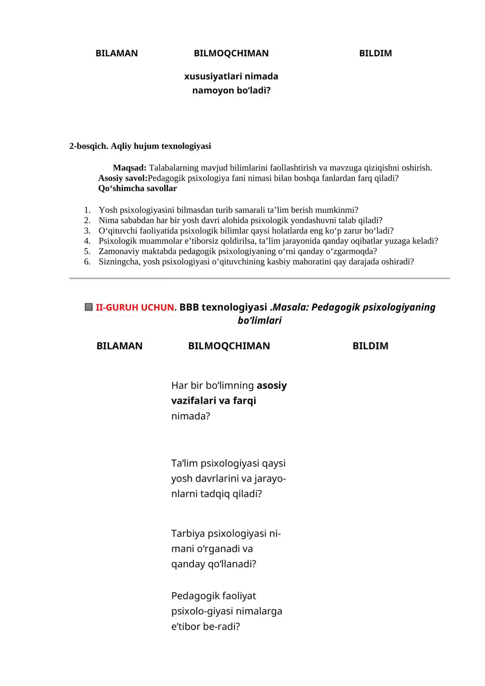 Yosh va pedagogik psixologiya fanining tadqiqot sohasi va muammolari 3