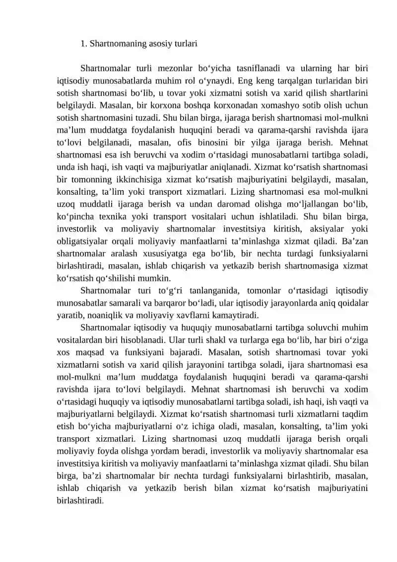 Shartnoma tushunchasi va iqtisodiy ahamiyati 3