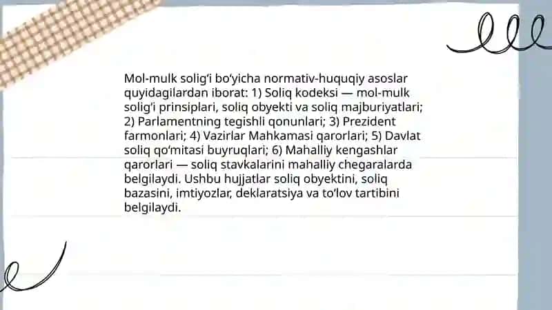 Mol-mulkni soliqqa tortishning o'ziga xos ususiyatlari 3
