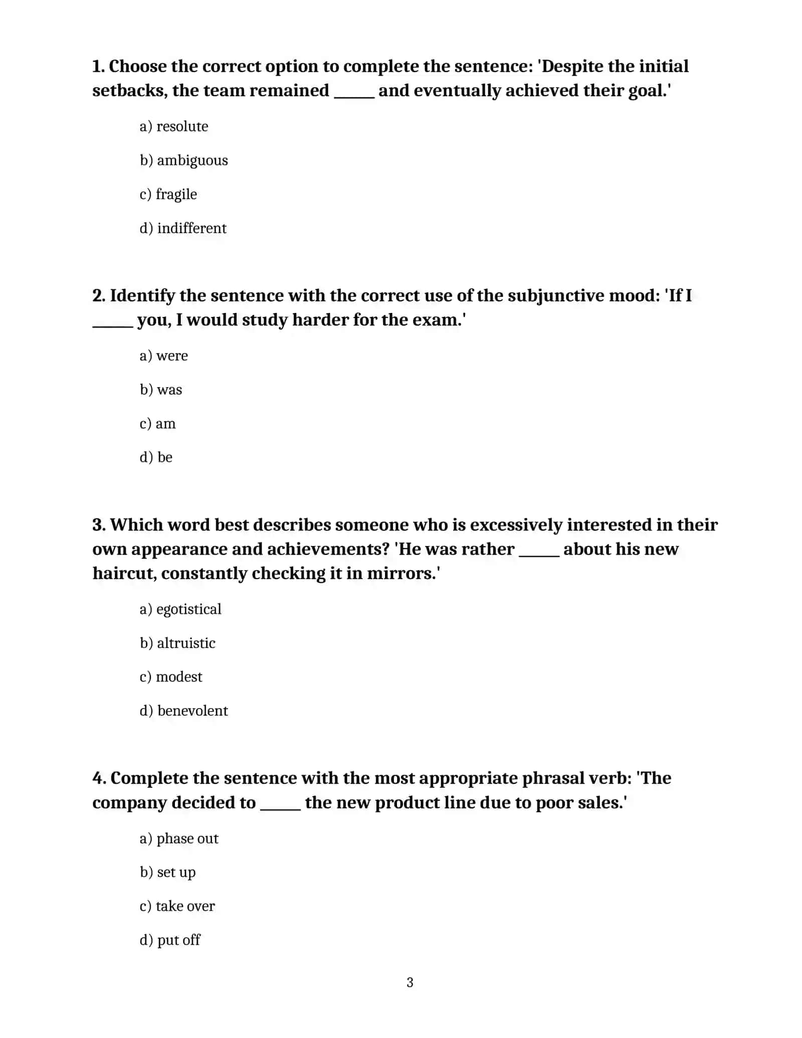 INGLIZ TILI: CEFR (B1/B2) DARAJASI UCHUN GRAMMATIKA VA LUG'AT BOYLIGI TESTLARI 3